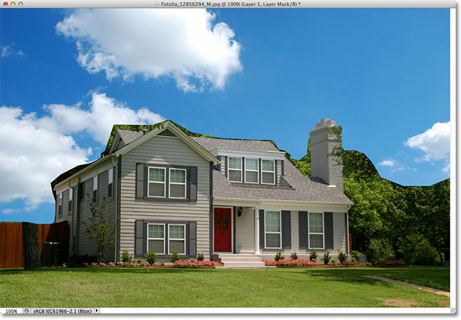 The image after adding a layer mask. Image © 2012 Photoshop Essentials.com
