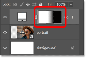 The black to white gradient appears in the layer mask thumbnail