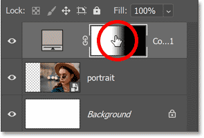 voltar a Selecionar miniatura da máscara de camada em Photoshop painel de Camadas