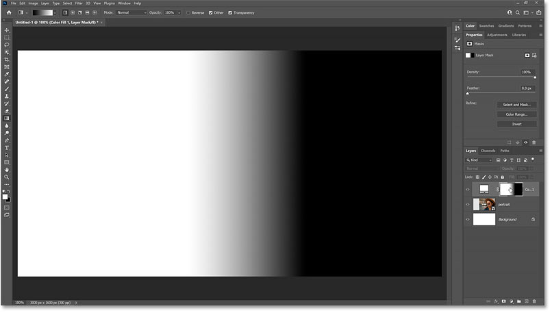 Viewing the layer mask in the Photoshop document