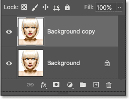 A Background copy layer appears above the original Background layer