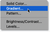 Choosing a Gradient fill layer. 