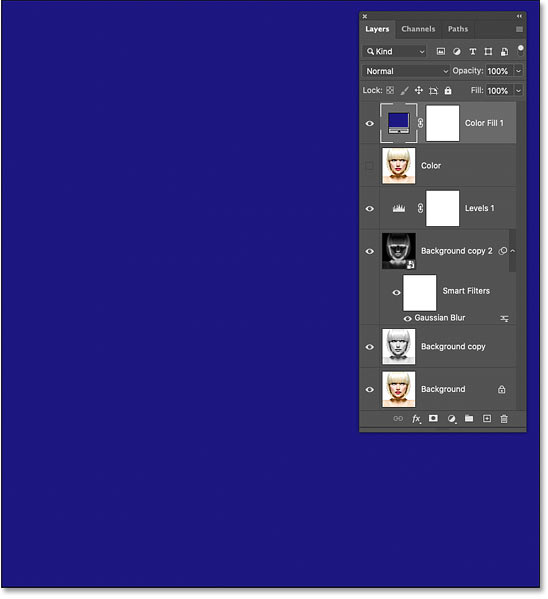 The selected color fills the document