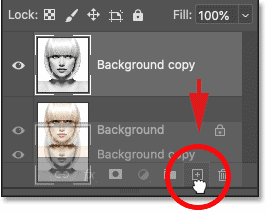 Dragging the Background copy layer onto the New Layer icon. 