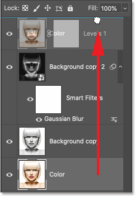 The Color layer now sits at the top of the layer stack. 