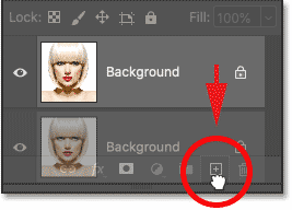 Dragging the Background layer onto the New Layer icon. 