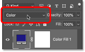 Changing the fill layer's blend mode to Color 