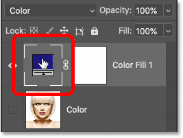 Double-clicking the fill layer's color swatch in Photoshop's Layers panel