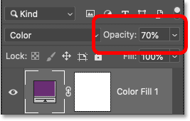 Lowering the opacity of the Solid Color fill layer.