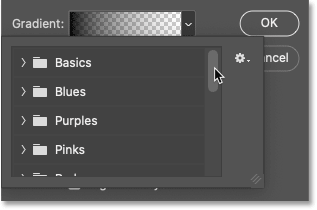 The Gradient picker in Photoshop