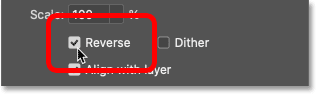 The Reverse option for the gradient in Photoshop