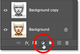 Clicking the New Fill or Adjustment Layer icon in Photoshop's Layers panel