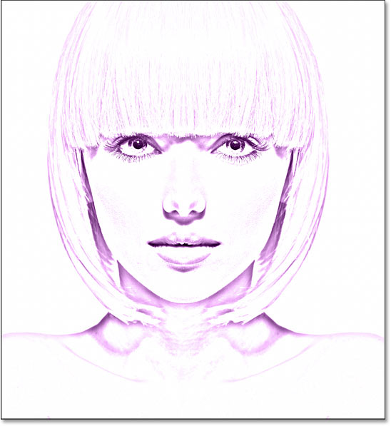 The photo to sketch effect colored with purple