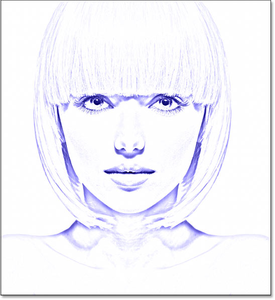 The photo to sketch effect colored with blue