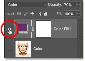 Clicking the fill layer's visibility icon. 