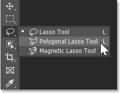 Selecting the Polygonal Lasso Tool in Photoshop.