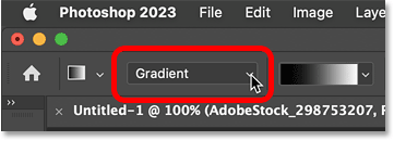 Setting the Gradient Tool mode to Gradient.