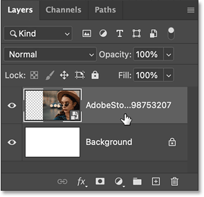 The Layers panel showing the new image layer.