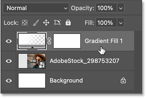 Live gradients in Photoshop get their own Gradient Fill layer.