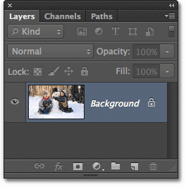 The Background layer in the Layers panel in Photoshop CS6.