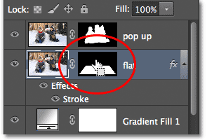 Clicking on the mask thumbnail for the 'flat' layer.