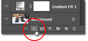 Clicking the Layer Style icon in the Layers panel.