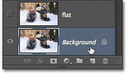 Selecting the Background layer in the Layers panel.