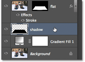 تحديد طبقة "الظل" في لوحة Layers.