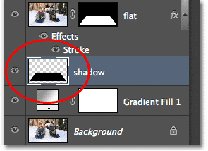 The 'shadow' layer preview thumbnail in the Layers panel.