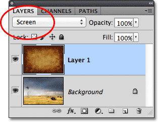 The Screen layer blend mode in Photoshop.