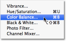 The Color Balance adjustment in Photoshop. Image © 2010 Photoshop Essentials.com.