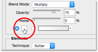 Clicking the color swatch to change the color of the Inner Glow.