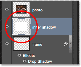 The inner shadow preview thumbnail in the Layers panel.