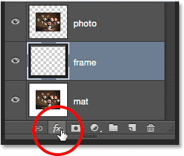 Clicking the Layer Styles icon in the Layers panel.