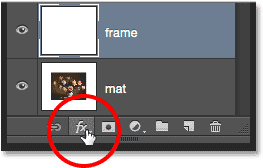 Clicking the Layer Styles icon in the Layers panel.