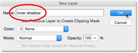 Naming the new layer.