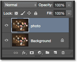 The Layers panel showing the new photo layer. 