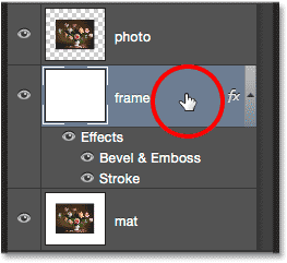 Right-clicking on the frame layer in the Layers panel.