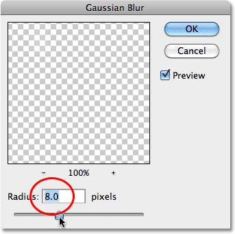 مرشح Photoshop Gaussian Blur.