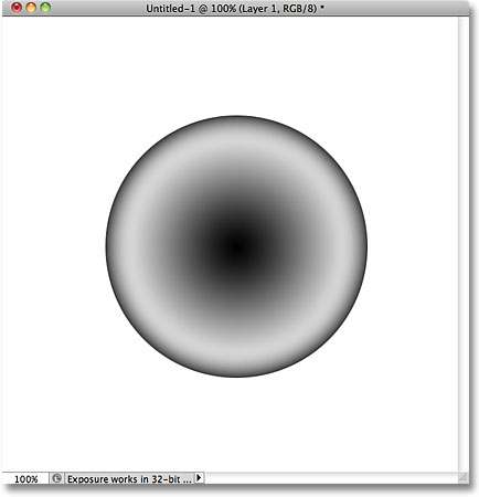 The bubble after adding a radial black-to-white gradient.