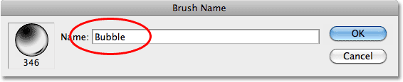 Naming the new brush in Photoshop.