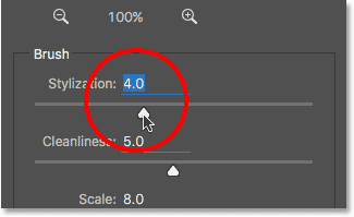 Setzen Sie den Stilisierungswert auf 4.