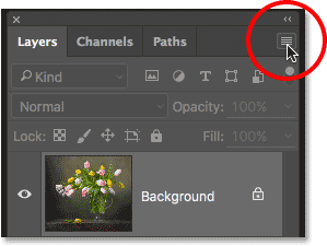 Clicking the Layers panel menu icon.