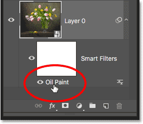 تعرض لوحة الطبقات مرشح Oil Paint Smart.