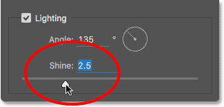 ضبط خيار Shine في مرشح Oil Paint.