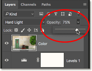 Lowering the opacity of the layer. 