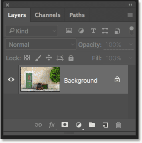 The Layers panel showing the photo on the Background layer. 