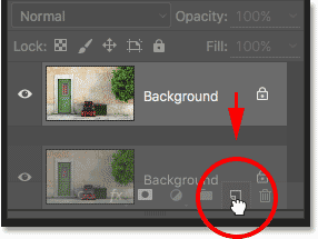 Dragging the Background layer onto the New Layer icon. 