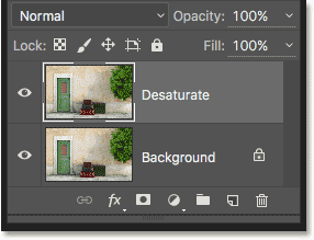 تظهر طبقة Desaturate المكررة. 