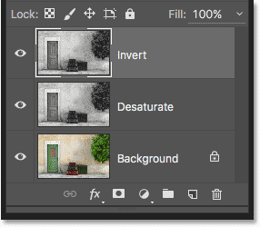 The Layers panel showing the duplicate Invert layer. 